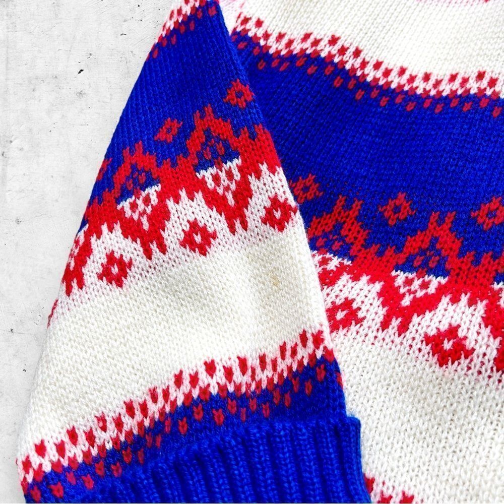 Vtg 80s 90s Kingsport Fair Isle Nordic Sweater, Striped, Holiday, Dad Grandpa L - Picture 5 of 5